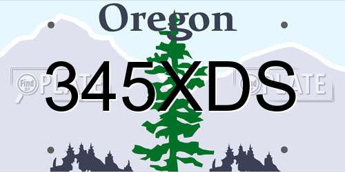 345XDS Oregon License Plate