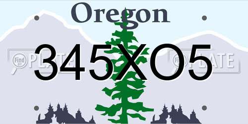 345XO5 Oregon License Plate