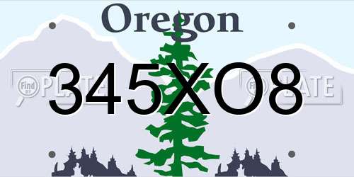 345XO8 Oregon License Plate