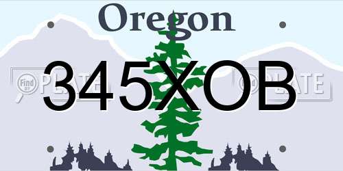 345XOB Oregon License Plate