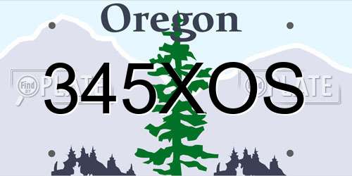 345XOS Oregon License Plate
