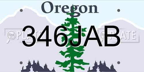 346JAB Oregon License Plate