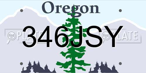 346JSY Oregon License Plate