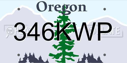 346KWP Oregon License Plate