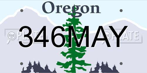 346MAY Oregon License Plate