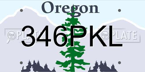 346PKL Oregon License Plate