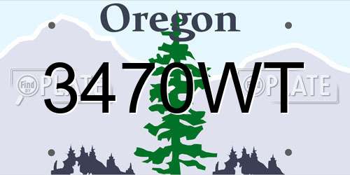 3470WT Oregon License Plate