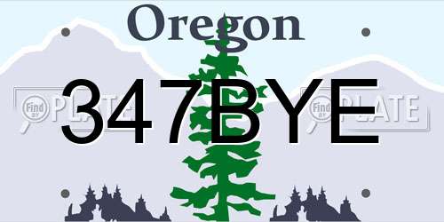 347BYE Oregon License Plate