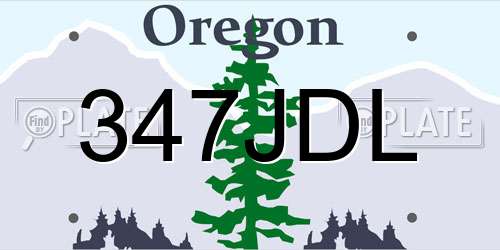 347JDL Oregon License Plate