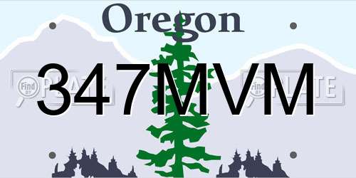 347MVM Oregon License Plate