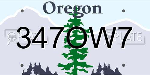 347OW7 Oregon License Plate