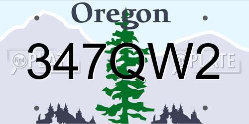 347QW2 Oregon License Plate