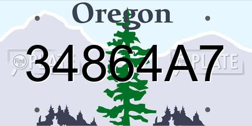 34864A7 Oregon License Plate