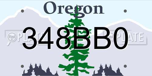 348BB0 Oregon License Plate