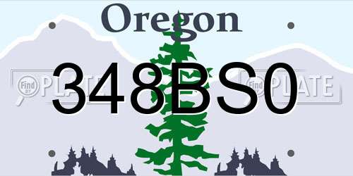 348BS0 Oregon License Plate