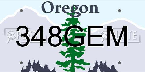 348GEM Oregon License Plate