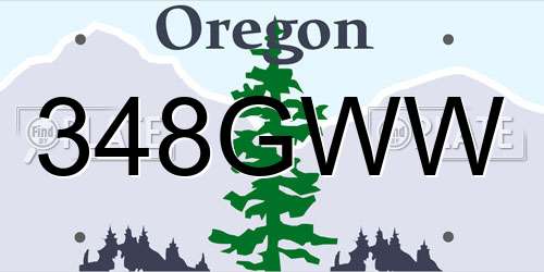 348GWW Oregon License Plate