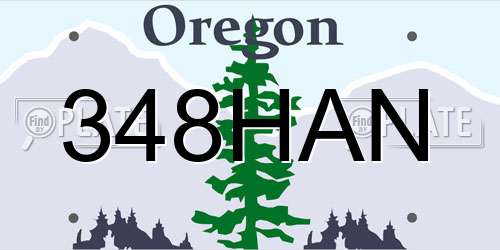 348HAN Oregon License Plate