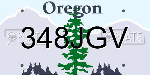 348JGV Oregon License Plate