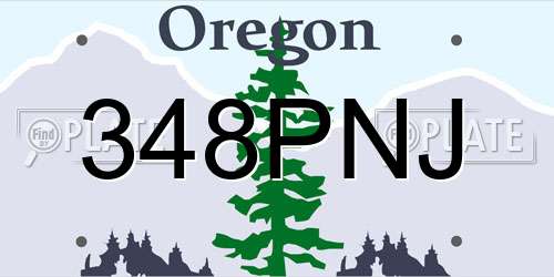 348PNJ Oregon License Plate