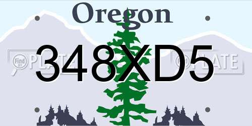 348XD5 Oregon License Plate