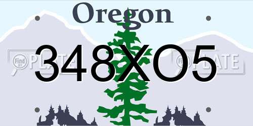 348XO5 Oregon License Plate