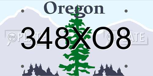348XO8 Oregon License Plate