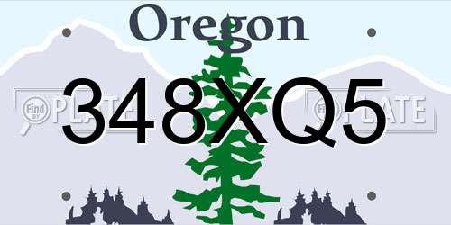 348XQ5 Oregon License Plate