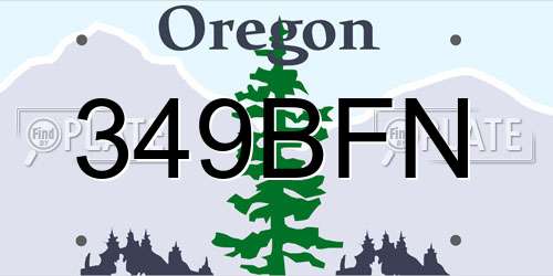 349BFN Oregon License Plate