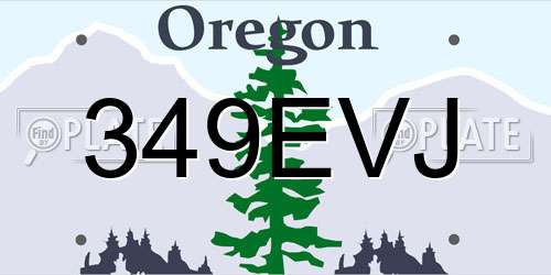 349EVJ Oregon License Plate