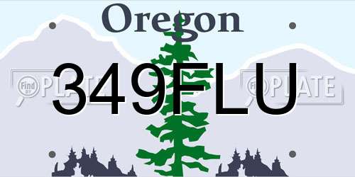 349FLU Oregon License Plate