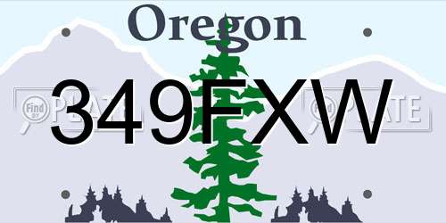 349FXW Oregon License Plate