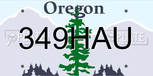 349HAU Oregon License Plate