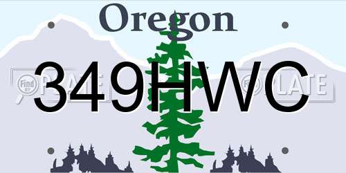 349HWC Oregon License Plate