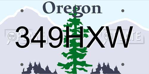 349HXW Oregon License Plate