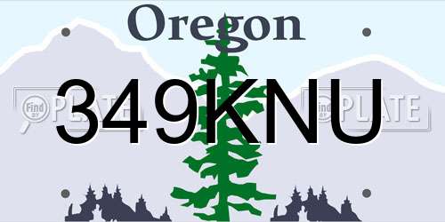 349KNU Oregon License Plate