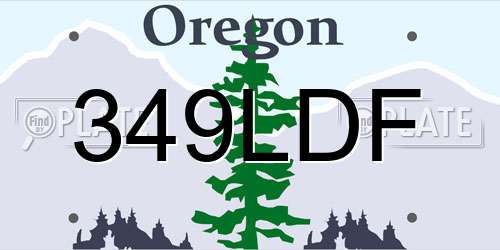 349LDF Oregon License Plate