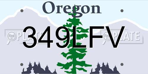 349LFV Oregon License Plate