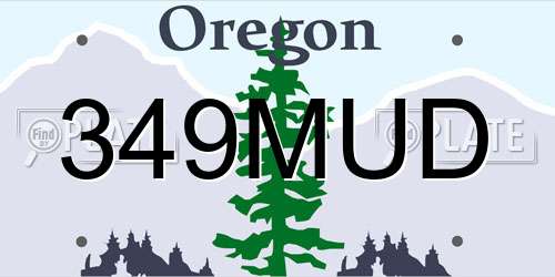 349MUD Oregon License Plate