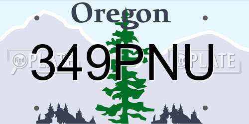 349PNU Oregon License Plate
