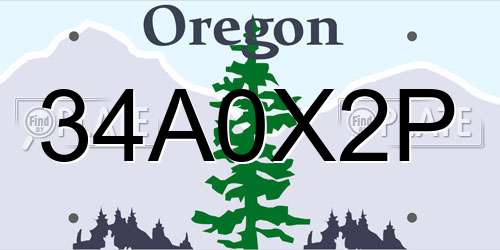 34A0X2P Oregon License Plate
