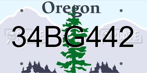 34BG442 Oregon License Plate