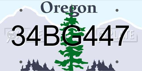 34BG447 Oregon License Plate