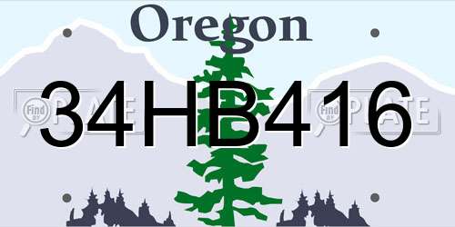 34HB416 Oregon License Plate