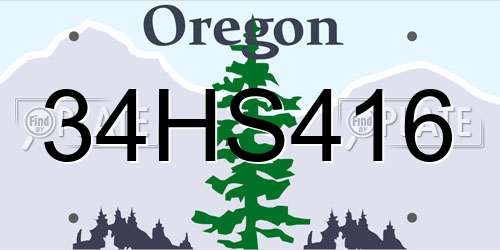 34HS416 Oregon License Plate