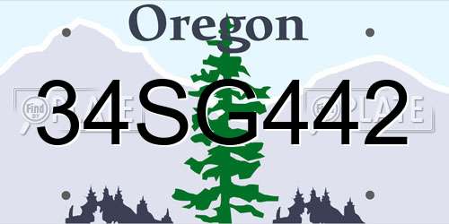 34SG442 Oregon License Plate