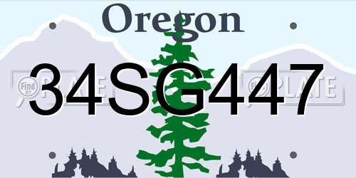 34SG447 Oregon License Plate