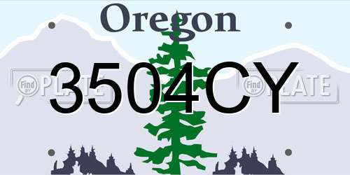 3504CY Oregon License Plate
