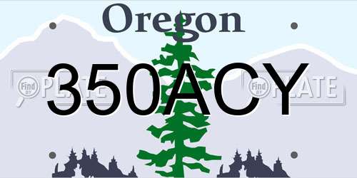 350ACY Oregon License Plate
