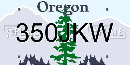 350JKW Oregon License Plate